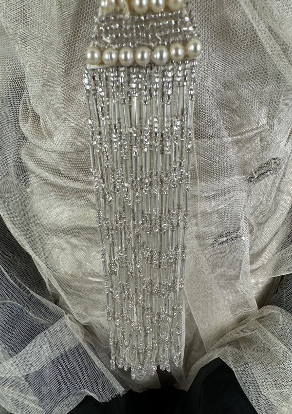 Antikes silbernes Lamé-Abendkleid aus der Titanic-Ära, ca. 1912