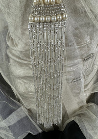 Antikes silbernes Lamé-Abendkleid aus der Titanic-Ära, ca. 1912