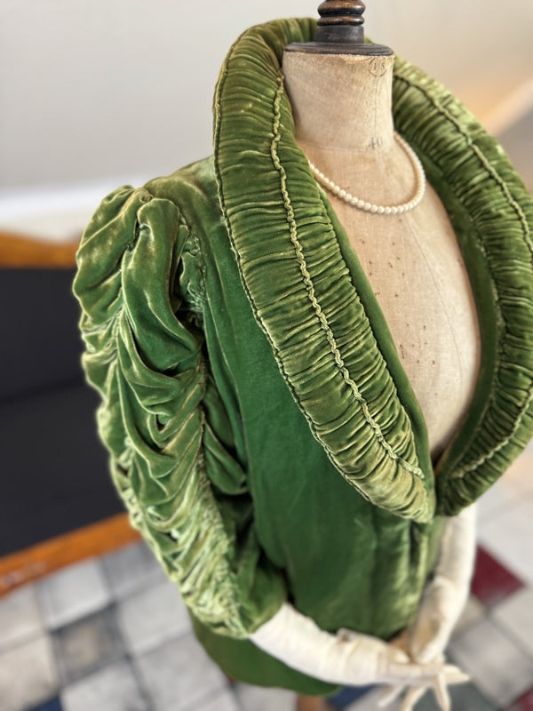 Vintage green velvet evening coat, ca. 1925