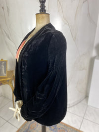 Vintage black velvet coat, ca. 1928 