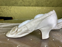 Antique Cream Satin Wedding Pumps, Spain, ca. 1880