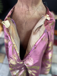 Antikes lilafarbenes Seiden-Ballkleid aus der viktorianischen Ära, ca. 1895