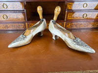 Antique 1911 silk wedding shoes with glass beads by Hook, Knowles & Co. and Lady Gillman provenance
