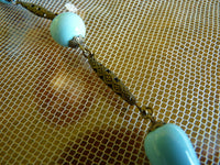 Art Deco Halskette aus blauem Glas im Robin's Egg-Stil, 1920er