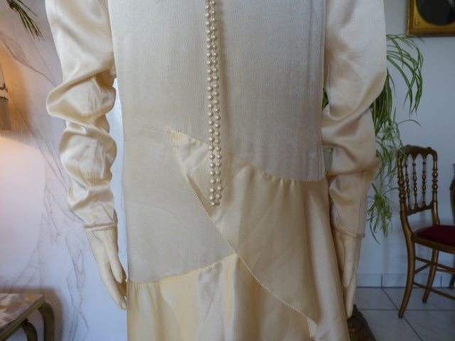 1920s cream satin wedding dress 