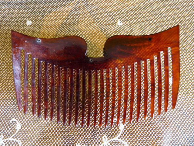 Antiker Kamm aus Kunstschildpatt und Strass, ca. 1905
