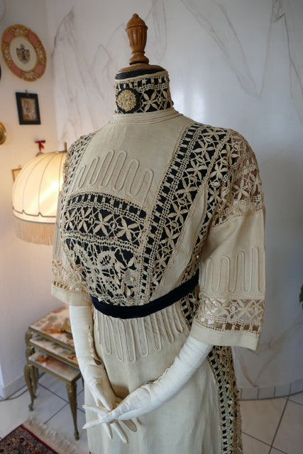 Antikes edwardianisches Leinen-Geh-Ensemble, ca. 1906 – Kleid & Jacke