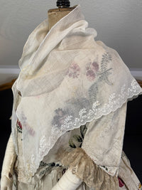 Rokokodamen-Musselin-Fichu-Schal, England, ca. 1785–1790