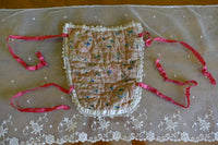 1840 German Biedermeier silk stomacher with decorative embroidery and structured front panel, antique dress accessory