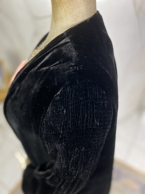 Vintage black velvet coat, ca. 1928 
