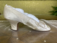 Antique Cream Satin Wedding Pumps, Spain, ca. 1880