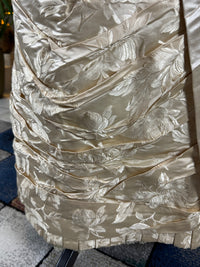 Antique Wedding Dress 1882 – Cream Satin Silk with Pleated Trims, Lace & Faux Pearls, Kate Rimer Provenance