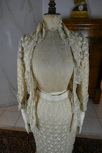 Antikes besticktes Spitzen-Bustle-Überkleid, 1880er Jahre