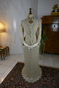 Antikes besticktes Spitzen-Bustle-Überkleid, 1880er Jahre