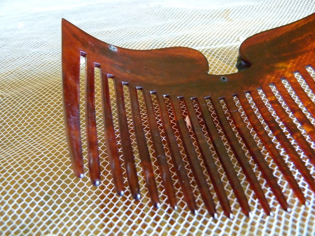 Antiker Kamm aus Kunstschildpatt und Strass, ca. 1905