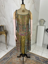 Embroidered lamé evening dress, America, ca. 1926