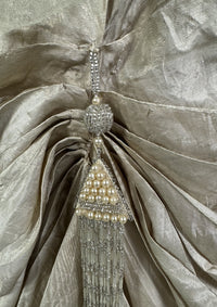 Antikes silbernes Lamé-Abendkleid aus der Titanic-Ära, ca. 1912
