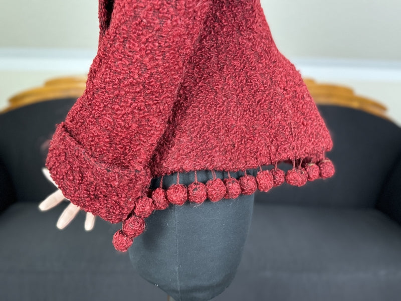 Viktorianische rote Wolljacke, ca. 1888