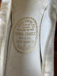 Antique 1911 silk wedding shoes with glass beads by Hook, Knowles & Co. and Lady Gillman provenance
