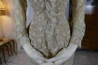 Antikes besticktes Spitzen-Bustle-Überkleid, 1880er Jahre