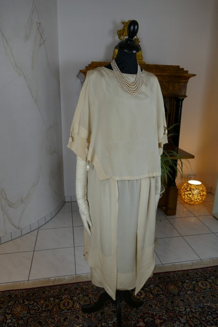 Antique Silk Satin Crepe Wedding Dress, America, ca. 1925