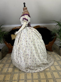 Antikes Seidenabendkleid mit Tagesoberteil, ca. 1864