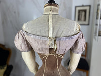 1805 white silk Regency Spencer with short sleeves, high waistline and decorative front closure, antique garment