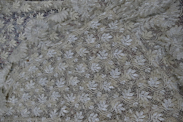 Antikes besticktes Spitzen-Bustle-Überkleid, 1880er Jahre