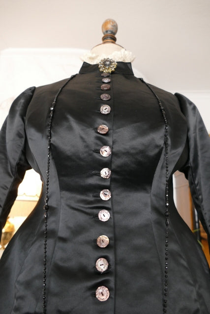 EMILE PINGAT Antikes viktorianisches Tournürenkleid, Paris, ca. 1882