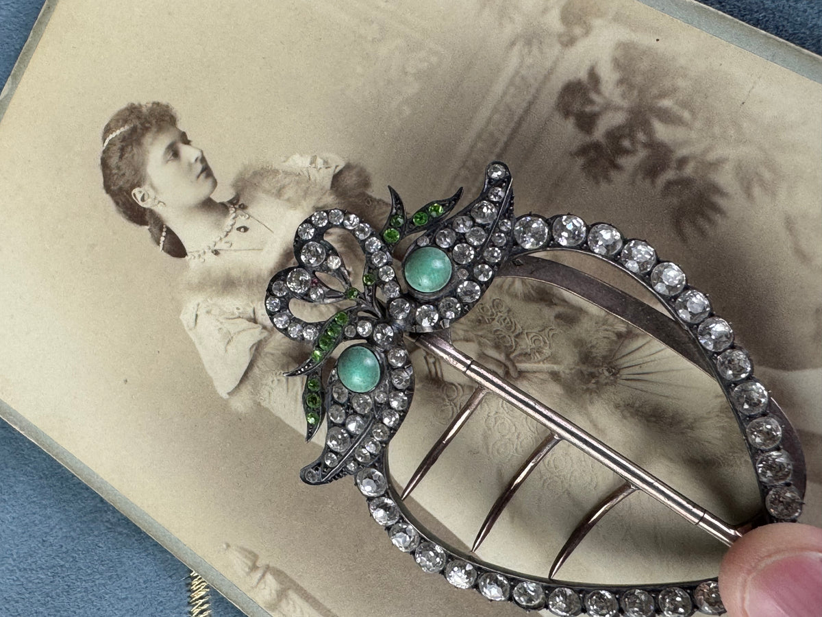 Sillver &amp; Rhinstone Gürtelschnalle, ca. 1890
