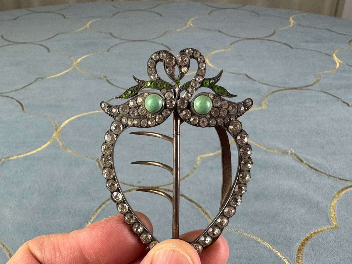 Sillver &amp; Rhinstone Gürtelschnalle, ca. 1890