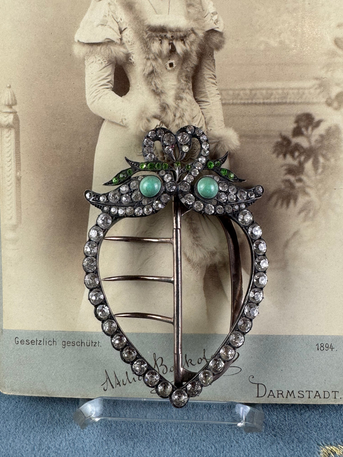 Sillver &amp; Rhinstone Gürtelschnalle, ca. 1890