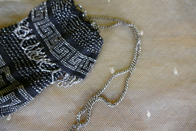 Schwarze Perlenbörse, ca. 1890