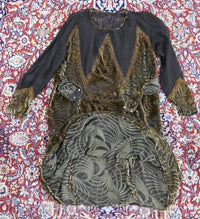 Antikes Samt-Tageskleid, ca. 1923 – Perlenstickerei & Details aus transparentem Crêpe
