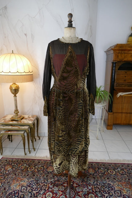 Antique Velvet Day Dress, ca. 1923 