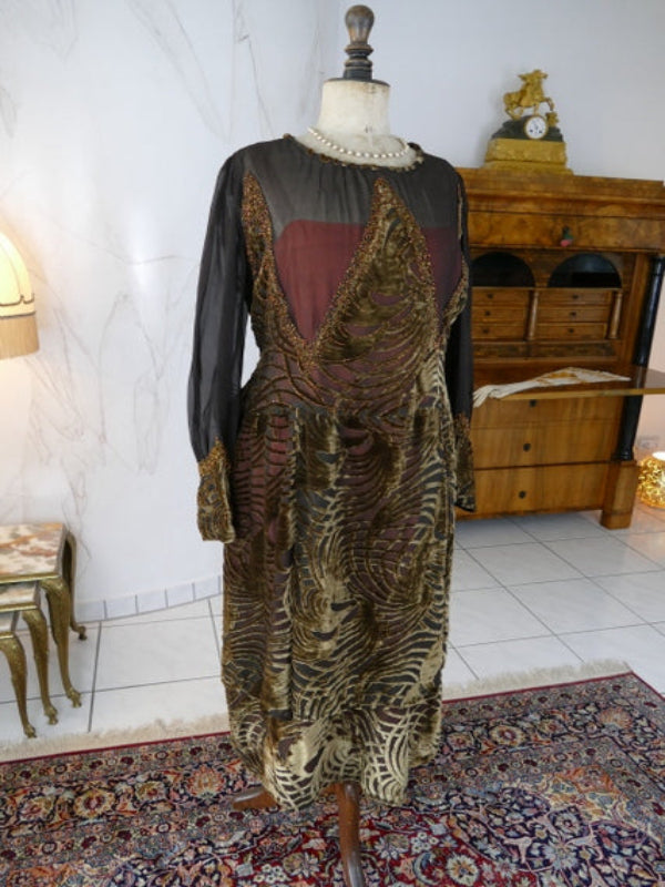 Antique Velvet Day Dress, ca. 1923 