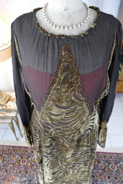 Antique Velvet Day Dress, ca. 1923 