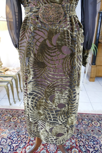 Jazz Age Velvet Day Dress, ca. 1923 