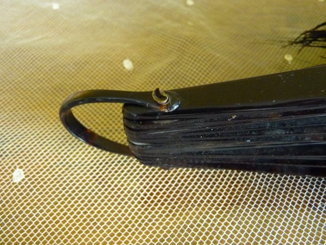 Schwarzer Fächer aus Straußenfedern, Adelsbesitz, ca. 1895