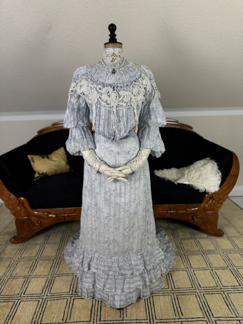 Antikes zweiteiliges Edwardianisches Sommerkleid, ca. 1903