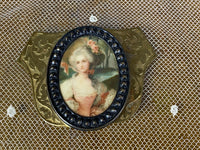 Gürtelschnalle mit Rokoko-Dame, ca. 1890