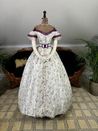 Antikes Seidenabendkleid mit Tagesoberteil, ca. 1864