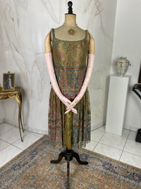 Embroidered lamé evening dress, America, ca. 1926