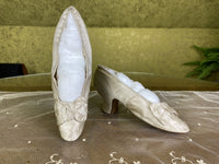 Antique Cream Satin Wedding Pumps, Spain, ca. 1880