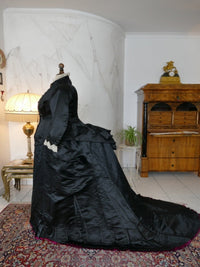 EMILE PINGAT Antikes viktorianisches Tournürenkleid, Paris, ca. 1882