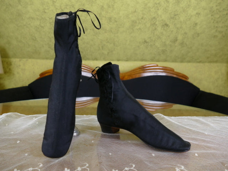 Schwarze Stiefel mit seitlicher Schnürung, Bürgerkriegszeit, ca. 1860–1865