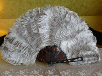 Fächer aus grauen Straußenfedern, ca. 1900