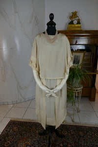 Antique Silk Satin Crepe Wedding Dress, America, ca. 1925