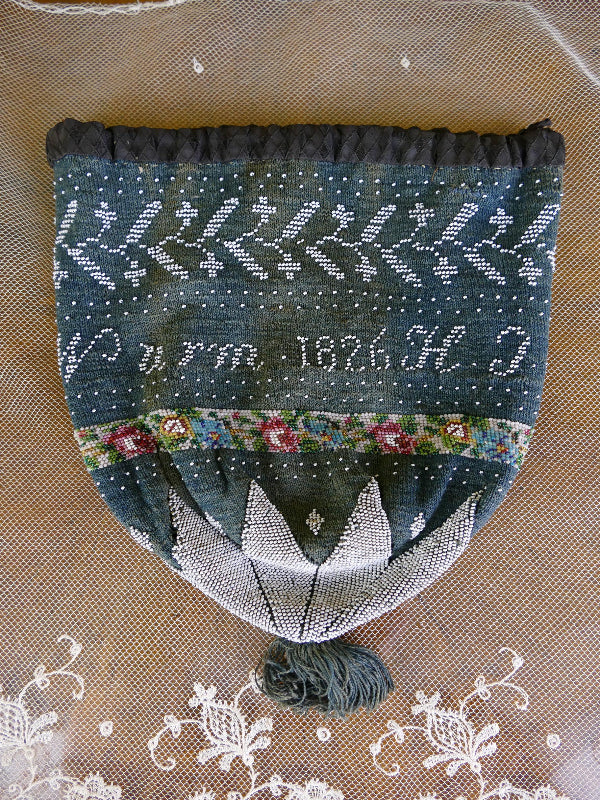 Biedermeier Perlentäschchen, Deutschland, datiert 1826