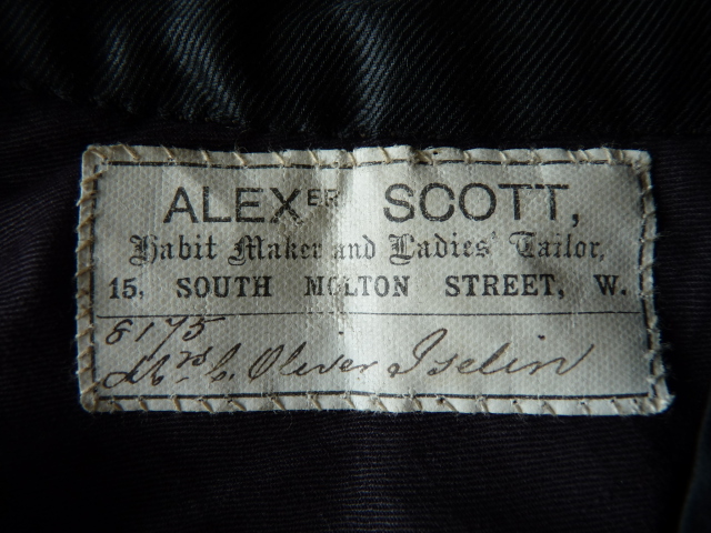 ALEX SCOTT Ladies Side Saddle Habit, ca. 1895 - www.antique-gown.com